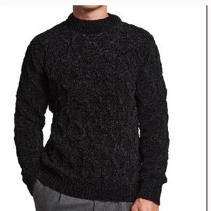 Scotch & Soda Black Chenille Cableknit Sweater